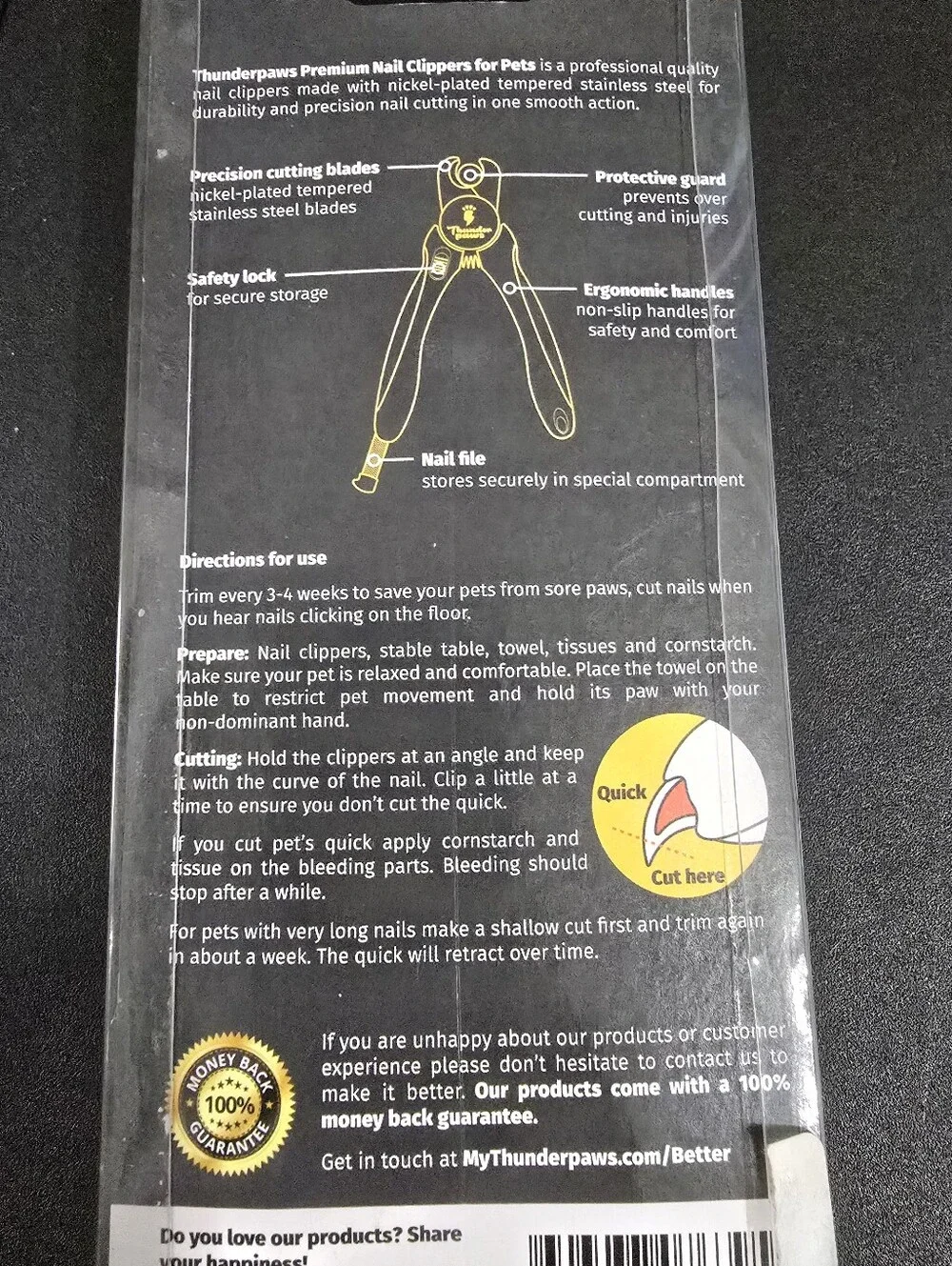 New Thunder Paws Yellow & Black Dog Nail Clippers